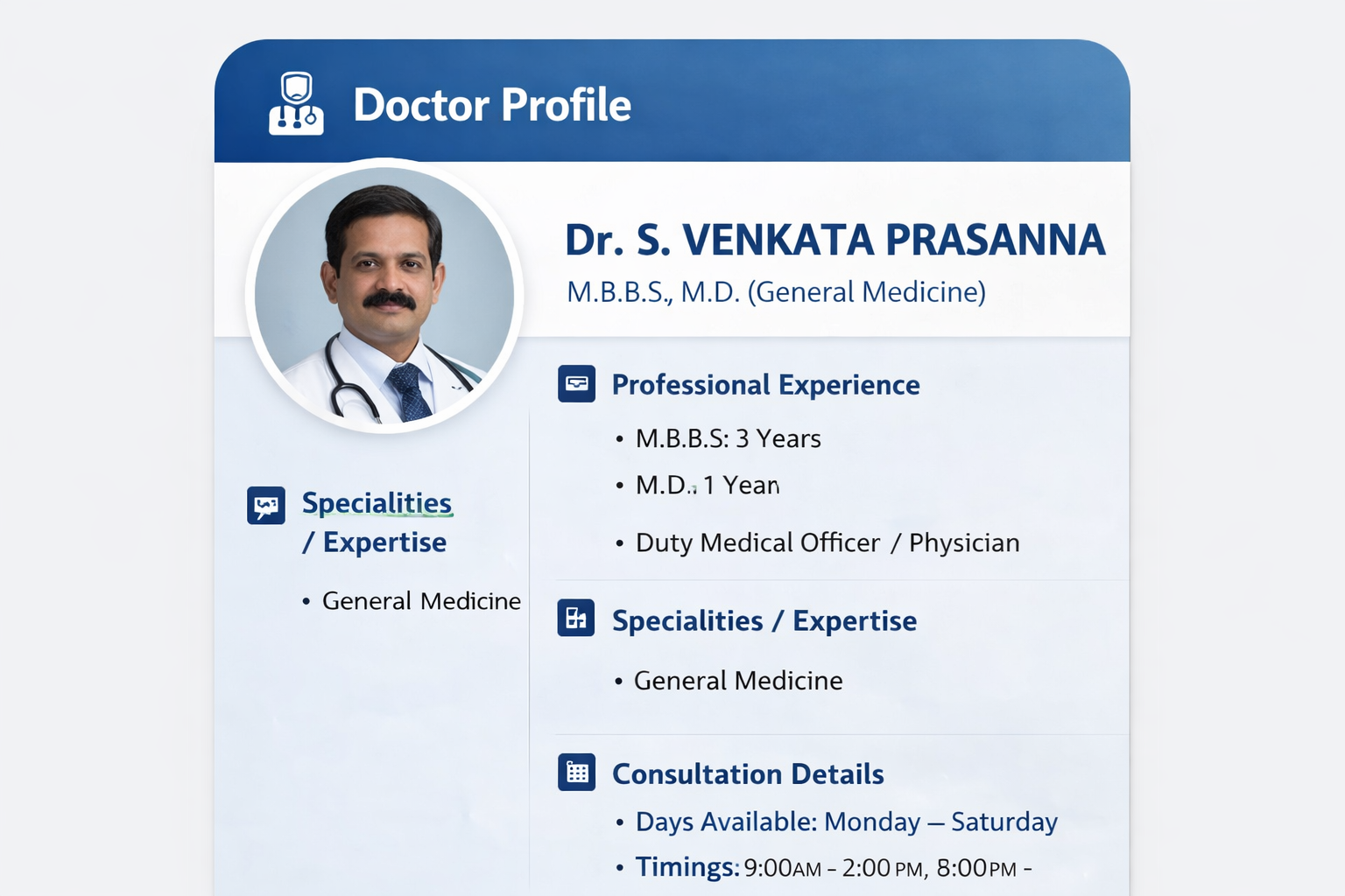Dr. S. Venkata Prasanna digital card